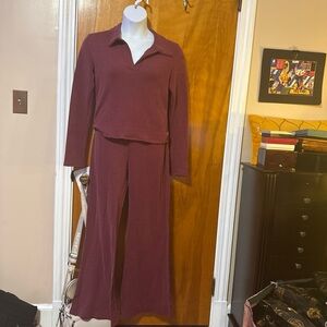 Ribbed burgundy two piece set